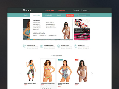 Ecommerce site design clean ecommerce eshop green red swimsuit