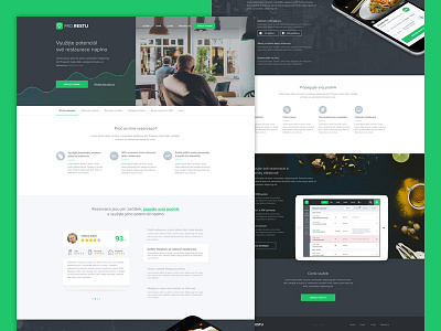 Pro.restu full page clean green ipad iphone microsite pro.restu white