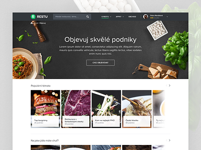 Discover page - Preview clean cover image dark discover food restu simple white