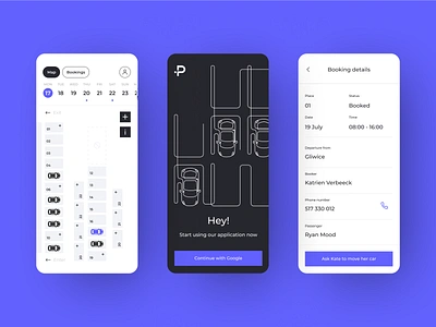 Parkeo - a parking reservation app for easy space management app blue booking branding design graphic design illustration logo map oneline parking purple reservation spot typography ui ux vector