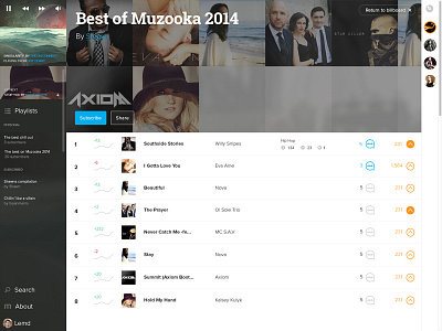Muzooka playlist sample concept music muzooka player web app web page