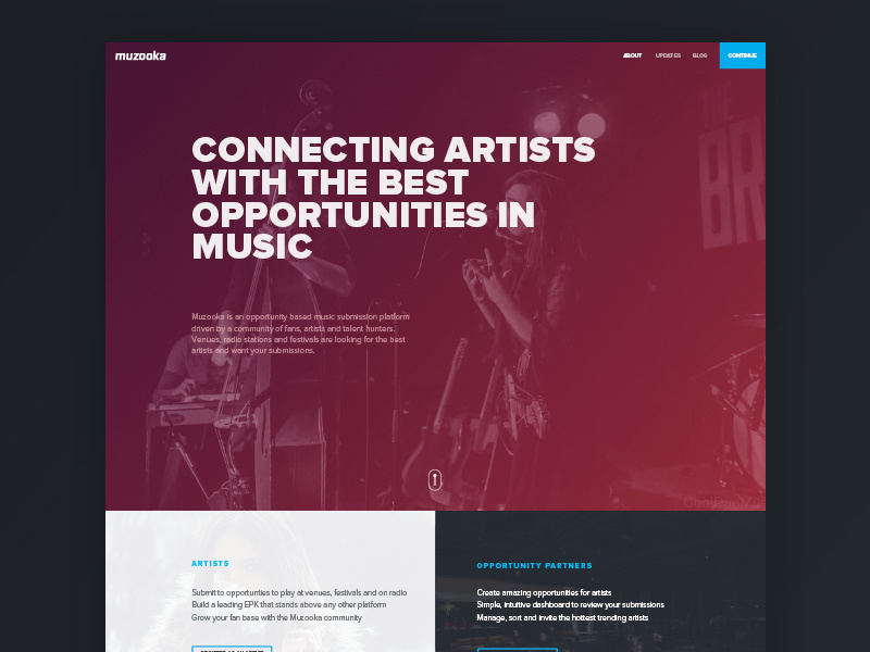 Muzooka homepage concept by Leigh McDonald for Toy Rockets on Dribbble