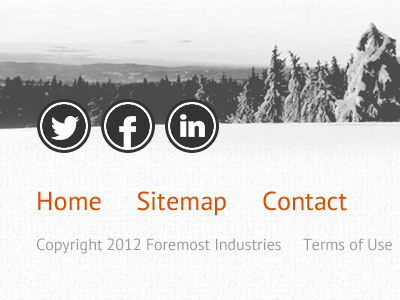 Footer facebook footer icons linkedin orange social twitter typography