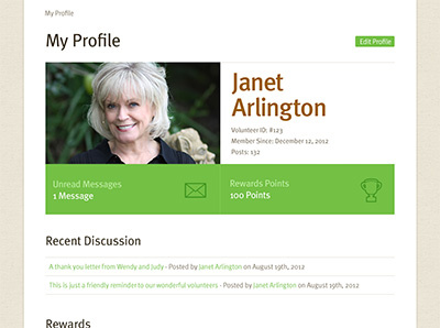 User Profile Page app green internal app profile user web