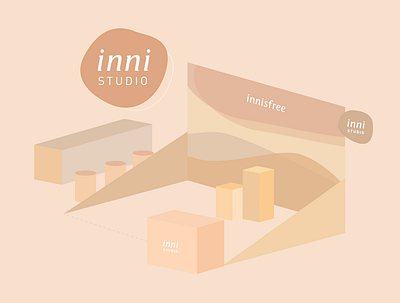Innisfree Inni Studio exhibition booth flat art illustration minimalist vector
