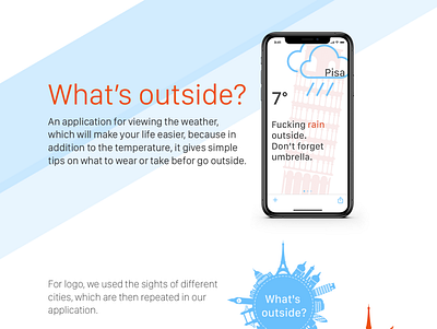 Wether app "What's outside?" animation art branding design logo minimal typography ui ux website