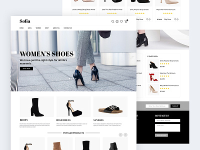 Sofia ecommerce fashion minimal shoes shop store ui web