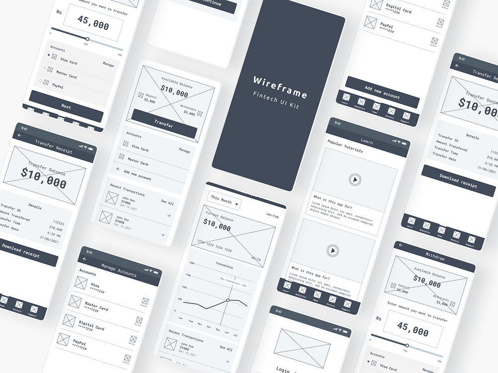 Fintech Wireframe UI Kit by Syed Osama on Dribbble