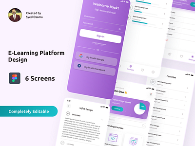 E-Learning App UI Kit app design education learning study ui ux