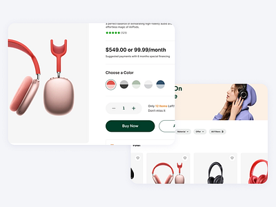 Product checkout for e-commerce landing page