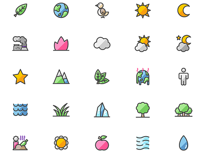 Filled Lineo Environment Icon set