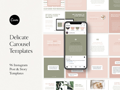 Instagram Carousel Templates For Canva aesthetic canva templates delicate green instagram instagram post instagram posts instagram posts template instagram template minimalist pink