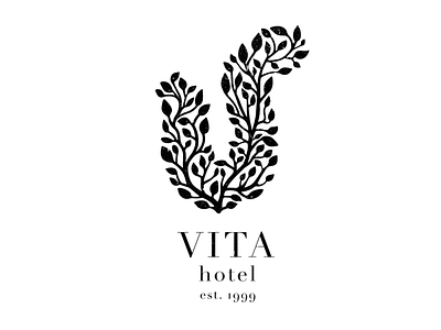 Vita Hotel branch branding bw decor design floral hotel leaves logo plants tourism v vita