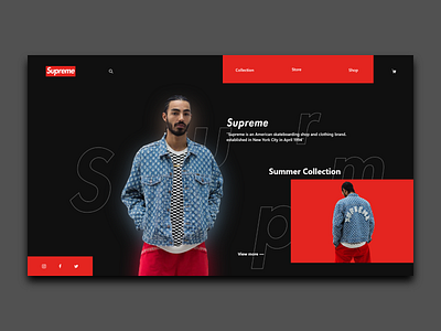 Supreme - Landing Page (Concept) brand branding clothing concept design hypebeast landing new york page prototype skateboarding streetwear supreme ui ux website xd design