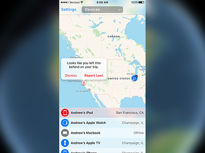 Daily UI #020 Location Tracker 020 dailyui devices location tracker lost map