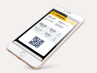 Daily UI #024 Boarding Pass 024 boarding pass dailyui ios 9 iphone 6 lufthansa perspective wallet