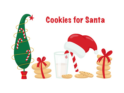 Cookies and milk for Santa Clause bakery christmas cookie cookies dessert illustration milk pastry santa santa clause shop sweet vector
