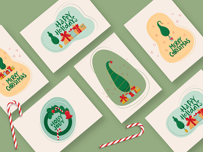 Funny Christmas collection set of vector illustrations.