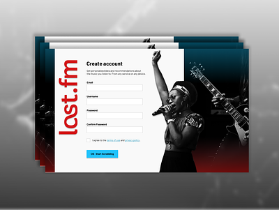 Daily UI 001 - Signup Page app black and white collage dailyui dailyui 001 gradient last.fm lastfm music redesign concept shadow signup page ui uiux