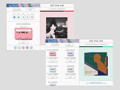 Daily UI 009 - Music Player album art asymmetrical branding cassette player cassette tape daily ui daily ui 009 dailyui desktop app flat design music design music player playful punk radio split screen ui uiux web design zines