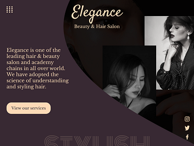 Landing page of online salon