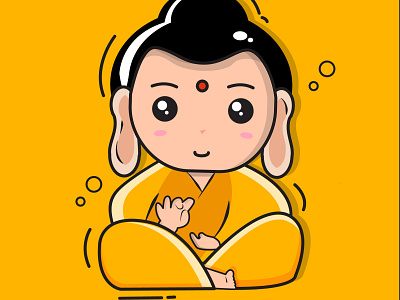 Little Buddha Illustration design flat icon illustration logo