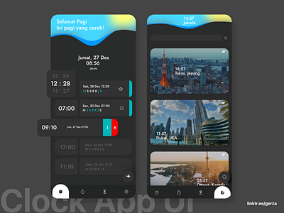 Clock (Alarm) App UI Design alarm alarm app alarm clock clock clock app design indonesia designer mobile mobile app mobile app design mobile ui ui uidesign uiux ux