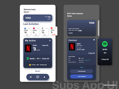 Subscription App app card checkout design design app indonesia designer manager payment payment app subscription subscriptions ui ui ux design ui design uiux user experience user interface user interface design ux visa