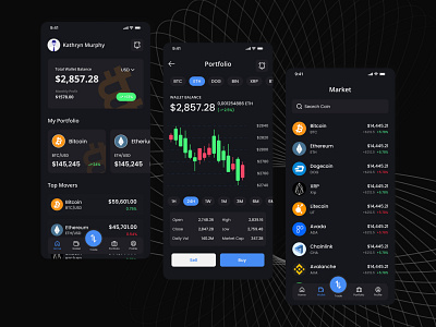 Crypto Marketplace App Concept - Dark Mode