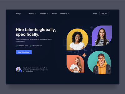 Tringo Website branding clean design employment figma header design hero section hire hiring platform ui uiux user experience ux web design website