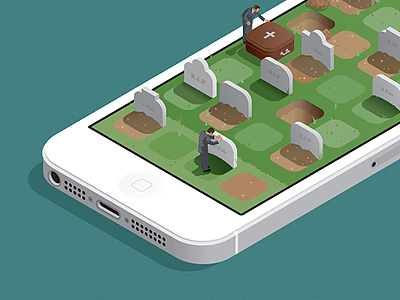 iOS6 RIP graveyard icon illustration ios6 iphone iphone5 isometric rip tombstone vector
