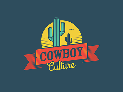 Cowboy Culture brand cactus cowboy illustration logo ribbon vector western