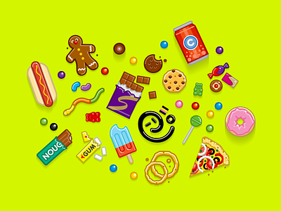 Junk food food illustration junk lollies simple sweets vector