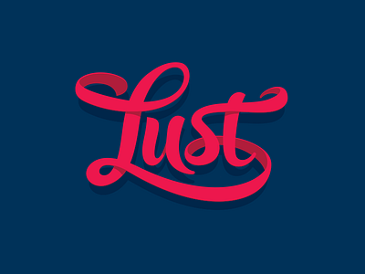 Lust calligraphy custom lust red ribbon typeface typography vector