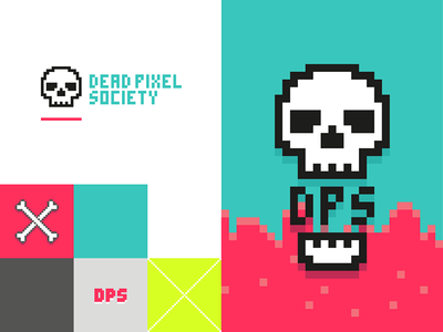 Dead Pixel Society branding branding colours design logo pixel skull squares