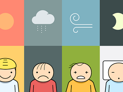 Weather illustrations app cartoon character flat minimal weather