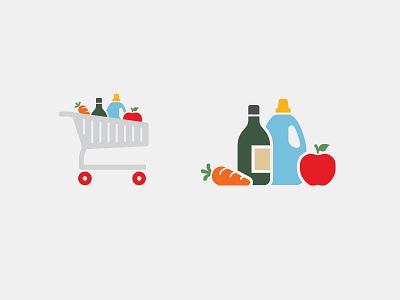 Trolley and groceries illustration shopping trolley vector