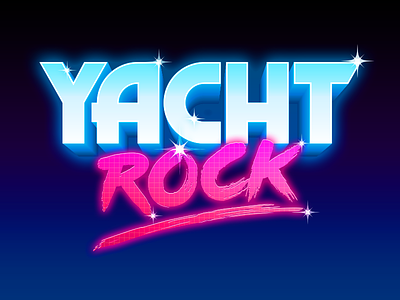 Yacht Rock logo type 80s cheesy gradient logo sparkle type typography vector