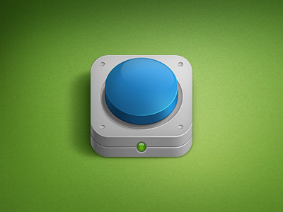 Blue button app blue button green icon ios led metal photoshop