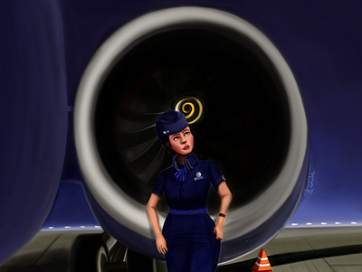 Air hostess design digital painting illustration