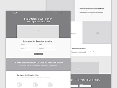 Recurly Demo Request Wireframes b2b demo request enterprise landing page web page wireframe