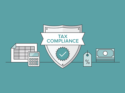Tax Compliance Blog Image b2b blog calculator compliance currency money page price tag shield spread sheet tax vat