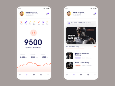 Fitness App app art colors concept design designe fitness interaction interface mobile picture slide ui ux