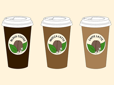 Large Coffees, No Fade branding coffee coffeecup cup design flat floral logo vector