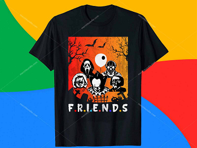 F R I E N D S Halloween T Shirt Design. branding design etsyseller etsyuk graphicdesign halloween halloweencostume halloweenmakeup halloweentshirts icon illustration logo merchbyamazondesign mugdesign tshirt tshirtonline tshirtslovers typography ux vector