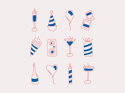 Party icons graphic design illustration