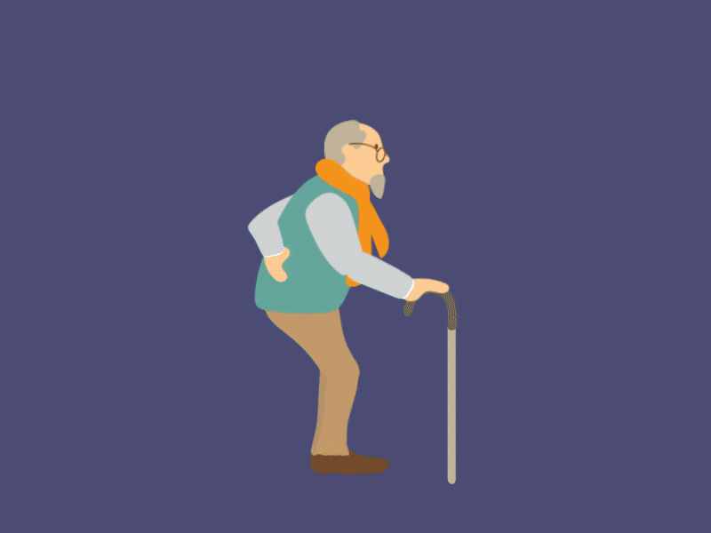 Walking with Cane 2d animation after effect design illustration illustrator motion motiongraphics person walkcycle