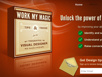 Landing Page Concept for "Work My Magic" landing page red sign up vintage web design work my magic