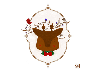 Christmas deer illustration/2D digital painting animal bird christmas cute deer design digital painting fun happy holiday illustration merry christmas new year procreate rudolph