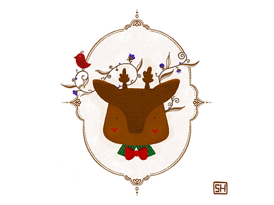 Christmas deer illustration/2D digital painting